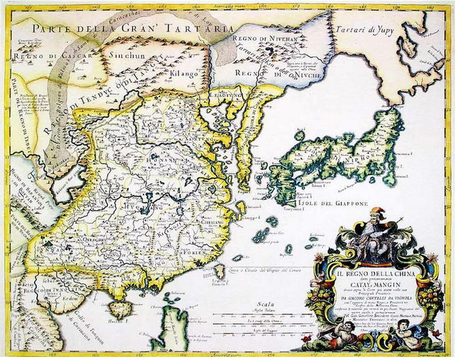 1682 italienische Karte von China von Giacomo Cantelli und Giovanni Giacomo di Rossi